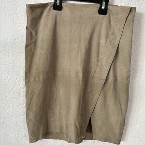 Lauren Ralph Lauren Suede-Leather Faux-Wrap Skirt
